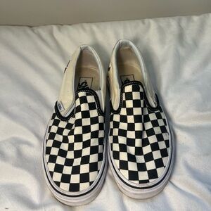 Vans Checkered Slip-On Shoes - Black and White